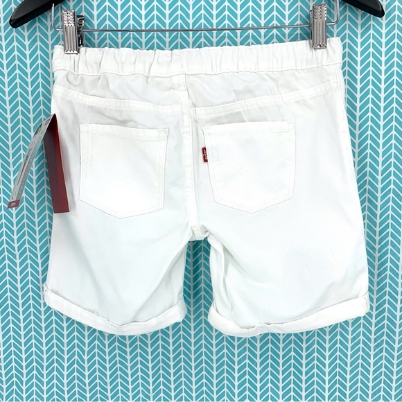 Levi's NWT Girls' White Pull-On Adjustable Waist Girlfriend Midi Short, 10 Reg - Picture 6 of 15